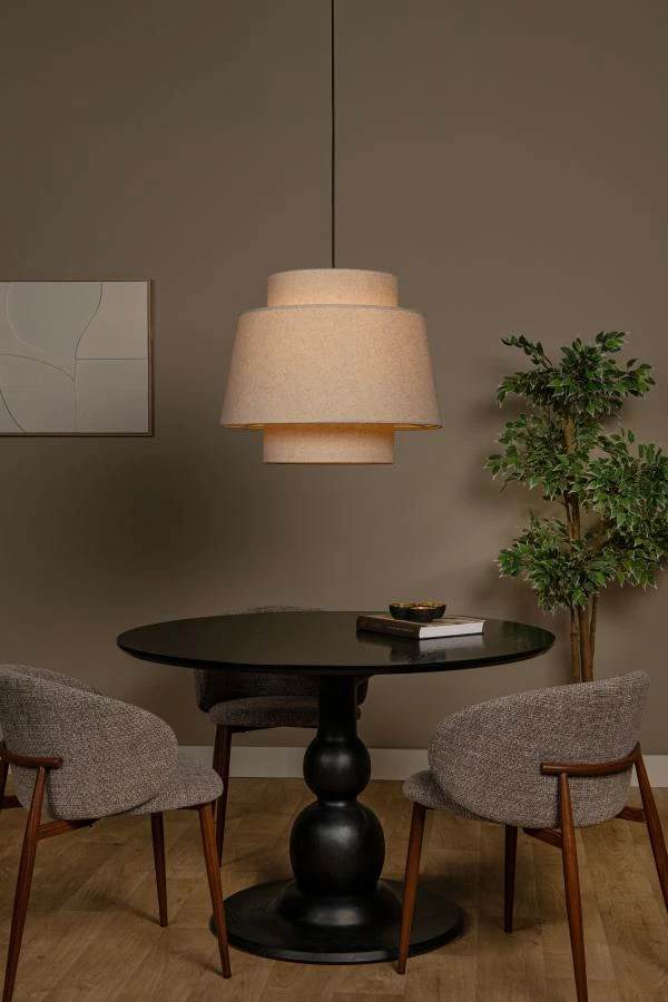 Lucide TRIBUTE - Pendelleuchten - Ø 60 cm - 1xE27 - Beige - Atmosphäre 1